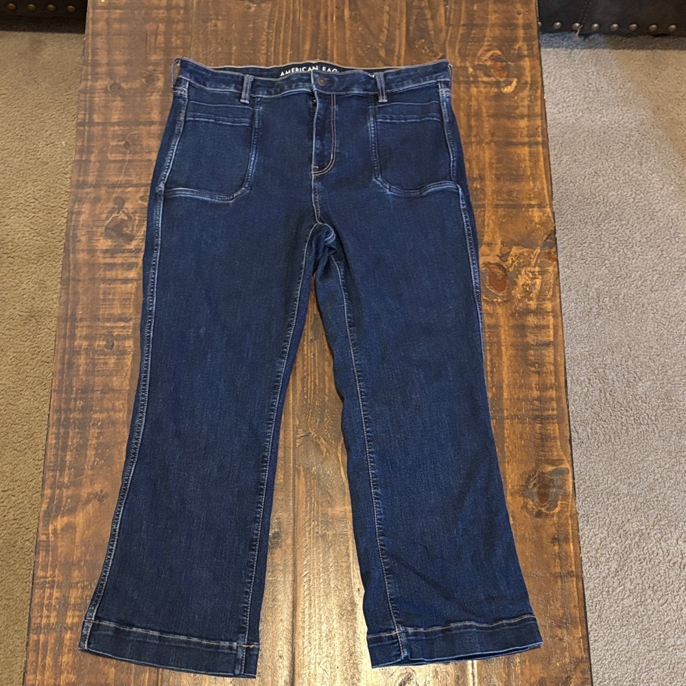 American Eagle Outfitters Women's Dark Blue Straight Leg Jeans